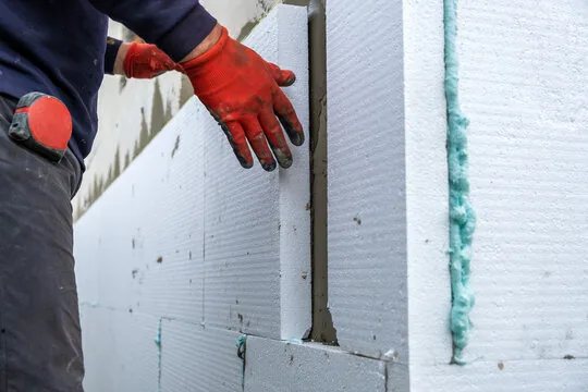 Rigid foam insulation boards installed with sealed seams